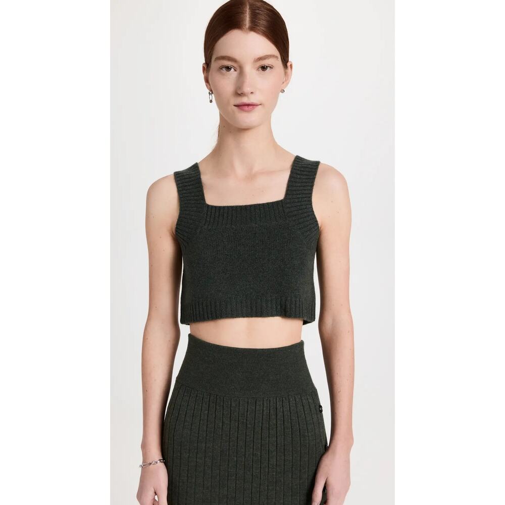 Lisa Yang Barbara Crop Top Sweater 100% Cashmere Size 1 Small / Medium Olive NWT